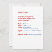 誕生日招待状名前をカスタムする, Matthew Age, 3 Bi 招待状 (裏面)