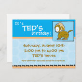 誕生日招待状子犬 招待状 (正面/裏面)