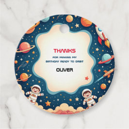 誕生日招待状宇宙ボーイカード フェイバータグ