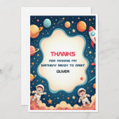 誕生日招待状宇宙宇宙サンキューカード サンキューカード (正面/裏面)