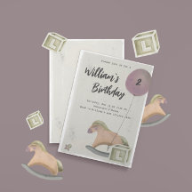 誕生日招待状玩具ロッキングホースバルーン