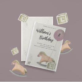 誕生日招待状玩具ロッキングホースバルーン セーブザデート