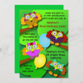 誕生日招待状030G:オウルズ 招待状 (正面/裏面)