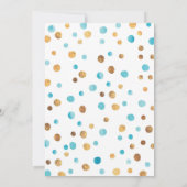 誕生日招待状 |アクアブルーと金ゴールド紙吹雪 招待状 (裏面)