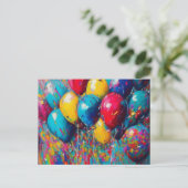 誕生日招待状（カスタマイズ可能）| 男女兼用 ポストカード (スタンド正面)