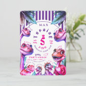 誕生日招待状 キッズ 水彩 恐竜 招待状 (スタンド正面)