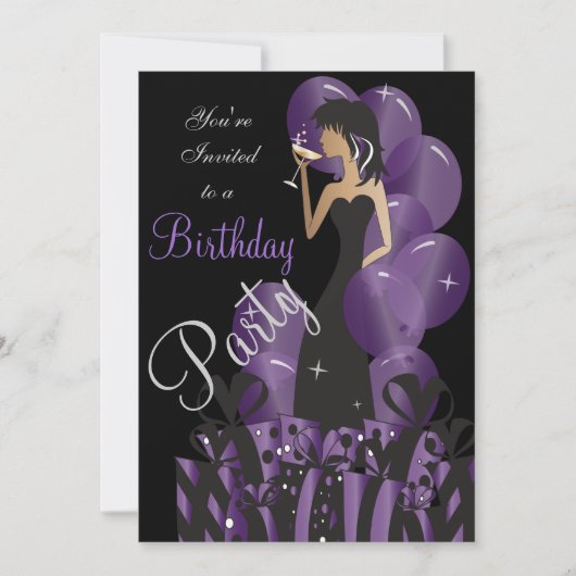 誕生日招待状、クラシーガールのパーティー 招待状 (正面)