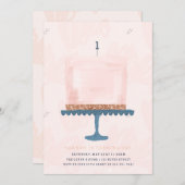 誕生日招待状 – ケーキとキャンドル 招待状 (正面/裏面)