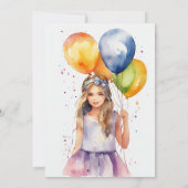 誕生日招待状:ケーキとバルーンのデザイン 招待状 (裏面)