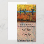 誕生日招待状。ゴッホの夕焼けの柳。 (正面/裏面)