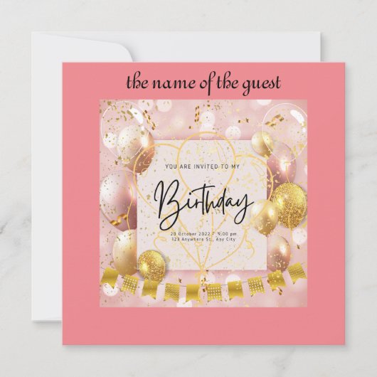 誕生日招待状 サンキューカード (正面)