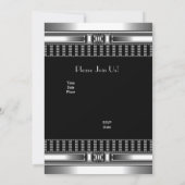 誕生日招待状 シルバー ブラッククローム 招待状 (裏面)