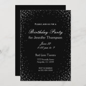 誕生日招待状 |シンプルブラックとシルバー 招待状 (正面/裏面)