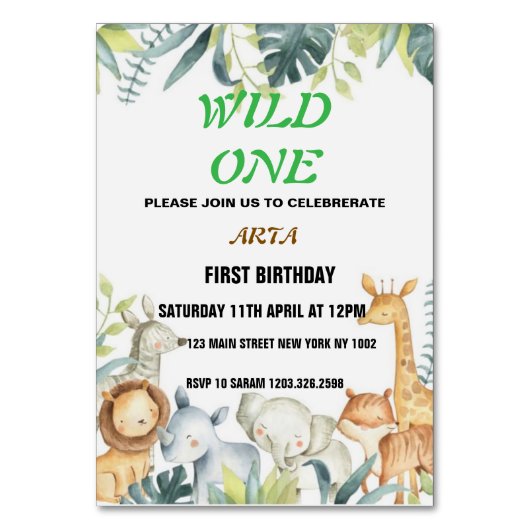 誕生日招待状 テーブルナンバー (正面)