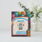 誕生日招待状 パーティー時間 ポストカード (スタンド正面)