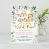 誕生日招待状 | ピンクジャングルベビー 招待状 (スタンド正面)