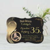 誕生日招待状 フォト,どんな年齢でも,ギャツビー風 招待状 (スタンド正面)