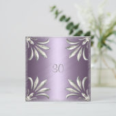 誕生日招待状 ラベンダー シルバー 花 招待状 (スタンド正面)