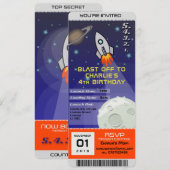 誕生日招待状 宇宙ロケット テーマ 招待状 (正面/裏面)