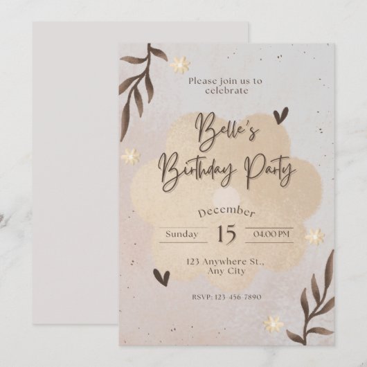 誕生日招待状 招待状 (正面/裏面)