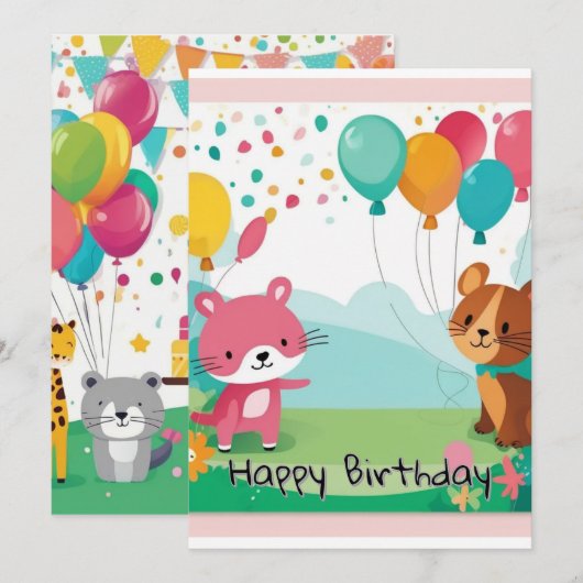 誕生日招待状 招待状 (正面/裏面)