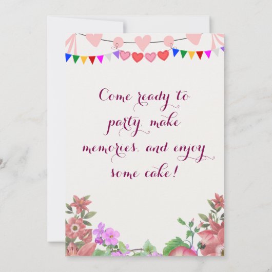 誕生日招待状 招待状 (裏面)