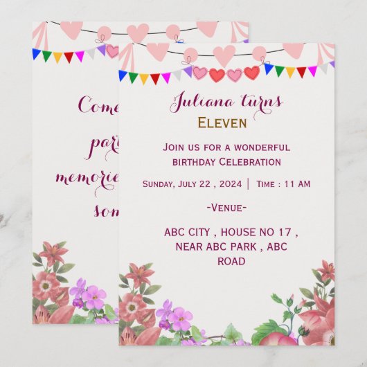 誕生日招待状 招待状 (正面/裏面)