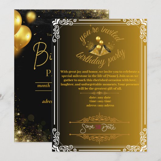 誕生日招待状 招待状 (正面/裏面)