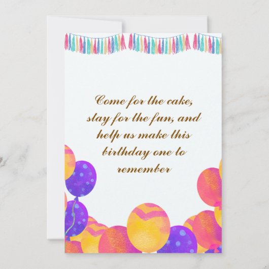 誕生日招待状 招待状 (裏面)