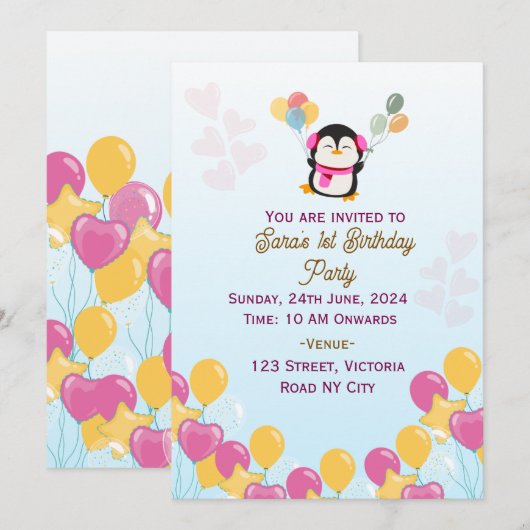 誕生日招待状 招待状 (正面/裏面)