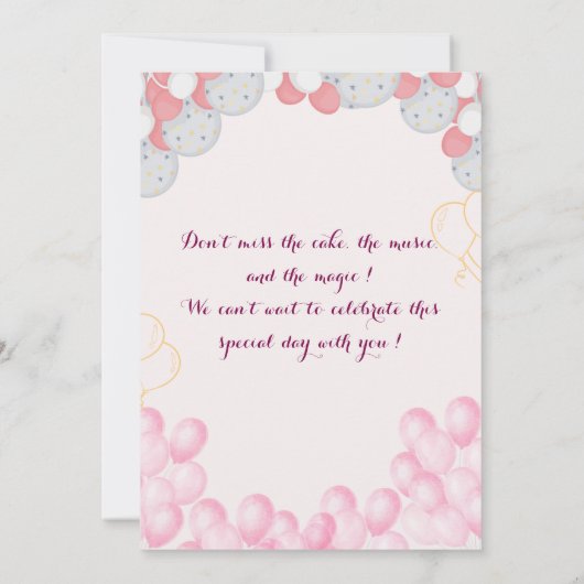 誕生日招待状 招待状 (裏面)