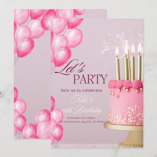 誕生日招待状 招待状 (正面/裏面)