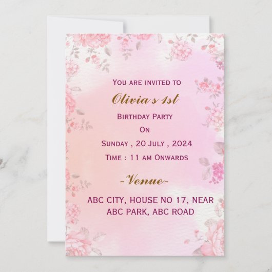 誕生日招待状 招待状 (正面)