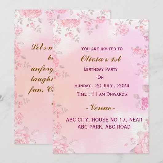 誕生日招待状 招待状 (正面/裏面)