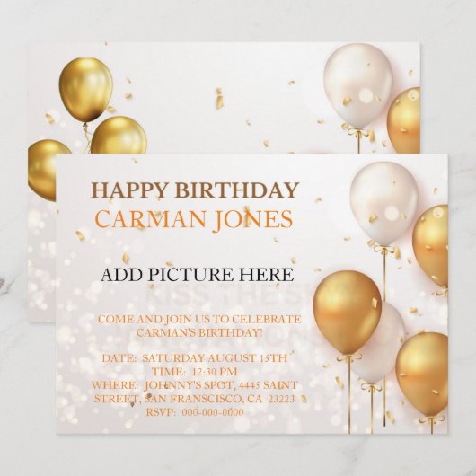 誕生日招待状 招待状 (正面/裏面)