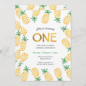 誕生日招待状 |熱帯パイナップル 招待状 (正面/裏面)