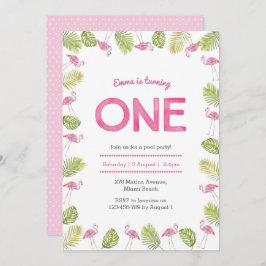 誕生日招待状 | 熱帯フラミンゴ 招待状