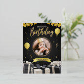 誕生日招待状 箔招待状ポストカード (立ち正面)