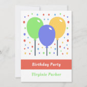 誕生日招待状(色気球) 招待状 (正面)