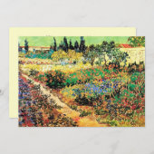 誕生日招待状。花咲く庭園の小道 招待状 (正面/裏面)