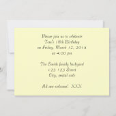 誕生日招待状。道のある花咲く庭 招待状 (裏面)