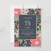 誕生日招待状-金ゴールド、エレガントフローラ 招待状 (正面)