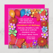 誕生日招待状:003蝶と花 招待状 (正面/裏面)