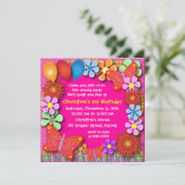 誕生日招待状:003C蝶と花 招待状 (スタンド正面)