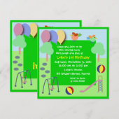 誕生日招待状：006 遊び場 招待状 (正面/裏面)