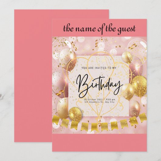 誕生日招待 招待状 (正面/裏面)