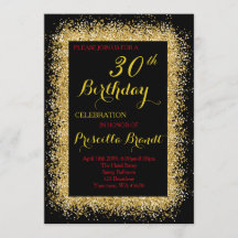 誕生日招待，黒，紙吹雪,グリッター,金ゴールド