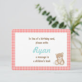 誕生日持って来る本テディベア挿入カード赤 エンクロージャーカード (スタンド正面)