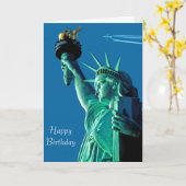 誕生日挨拶カードのためのイメージ自由の女神 カード (黄色い花)