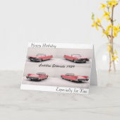 誕生日挨拶カードのためのクラシックな車のイメージ カード (黄色い花)